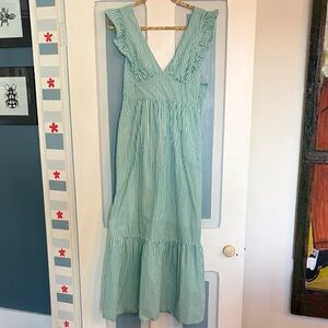 Skies Are Blue Green Striped Maxi Dress